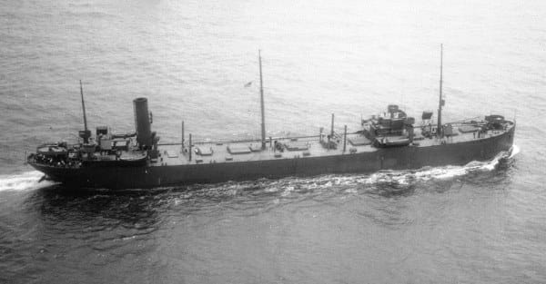 Black and white photo of the Java Arrow at sea