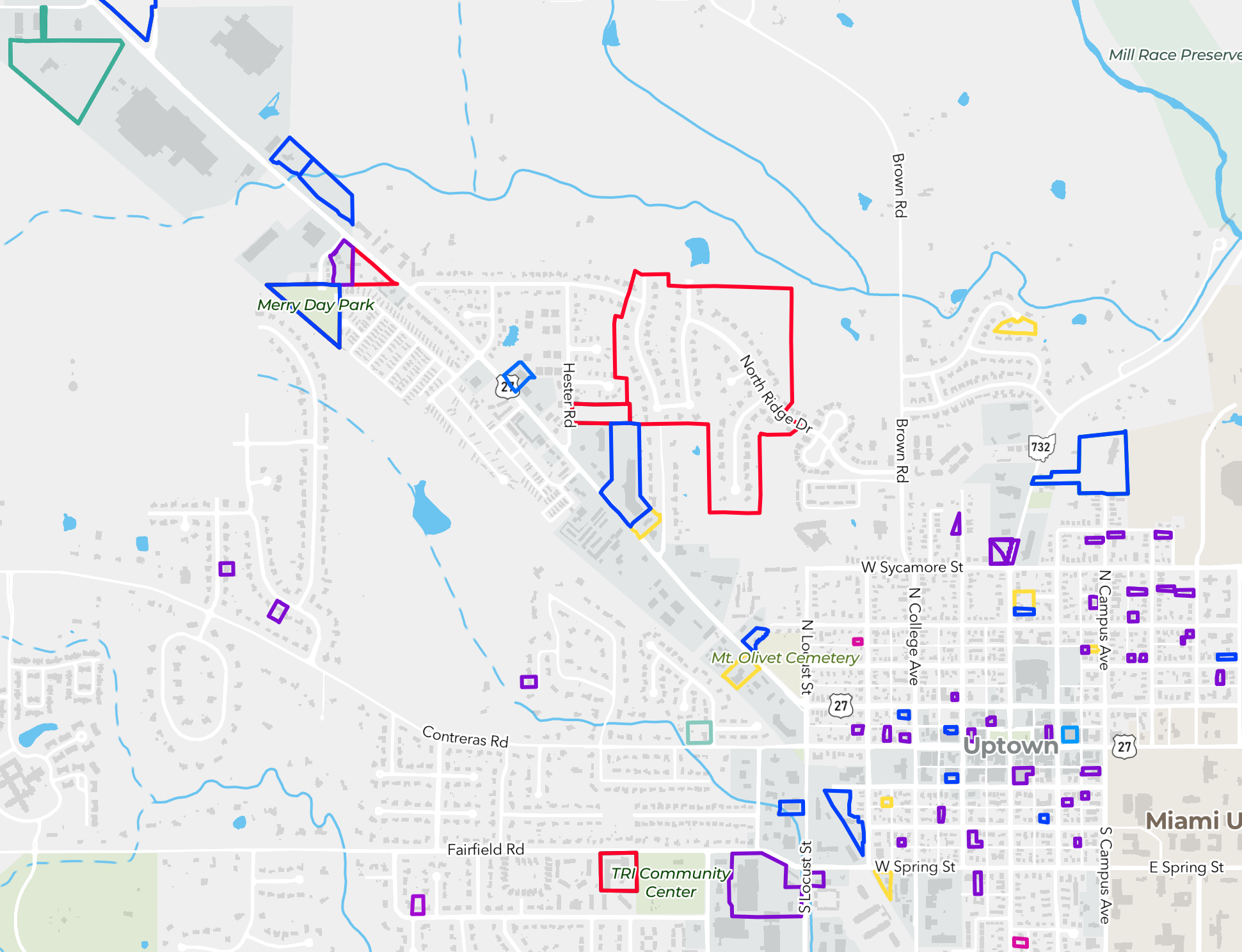 The “Planning and Zoning Case” map focuses on planned projects and zoning areas across the city. 