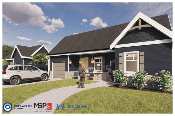 A conceptual rendering of the front exterior of a unit.