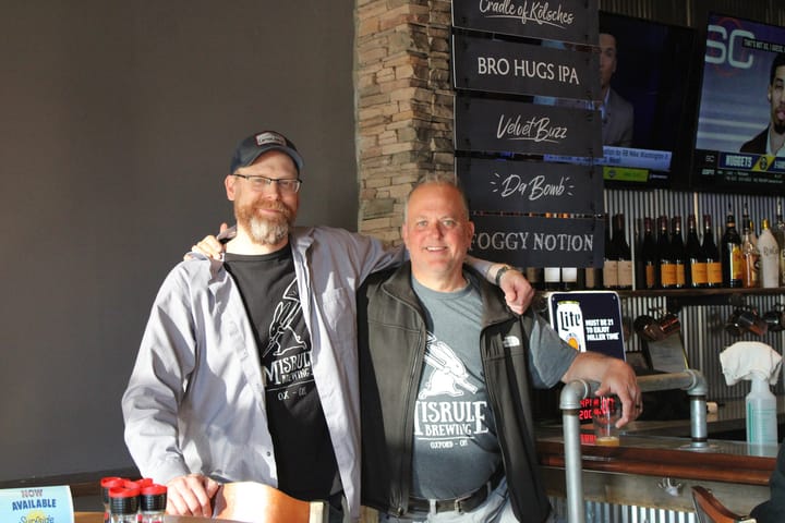 Oxford locals Eric Stenstrom, left, and Rhett Brymer, pose for a photo